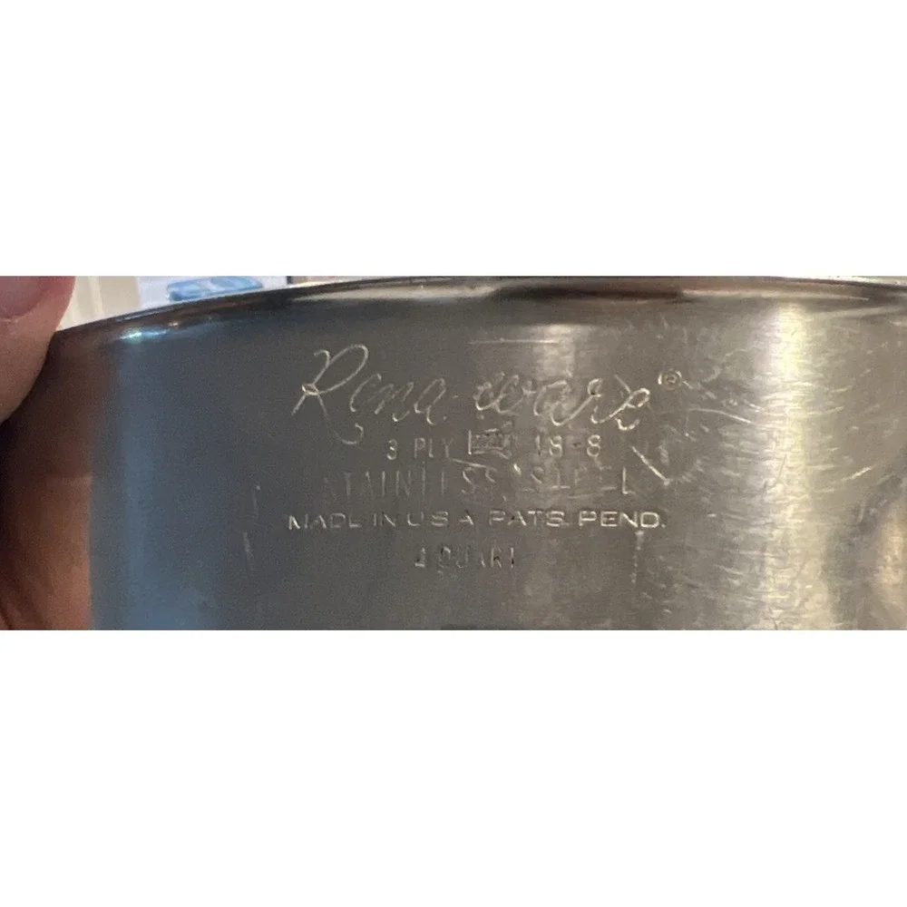 Vintage Rena Ware 18-8 Stainless Steel 3 Ply 4 QT   Pan Pot Handle. No Lid
